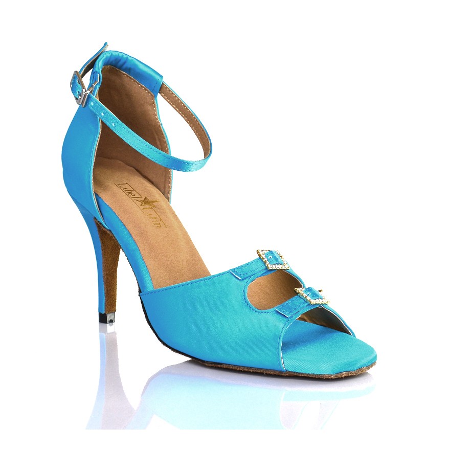 Chaussures de danse Label Latin "Strass" bleu turquoise