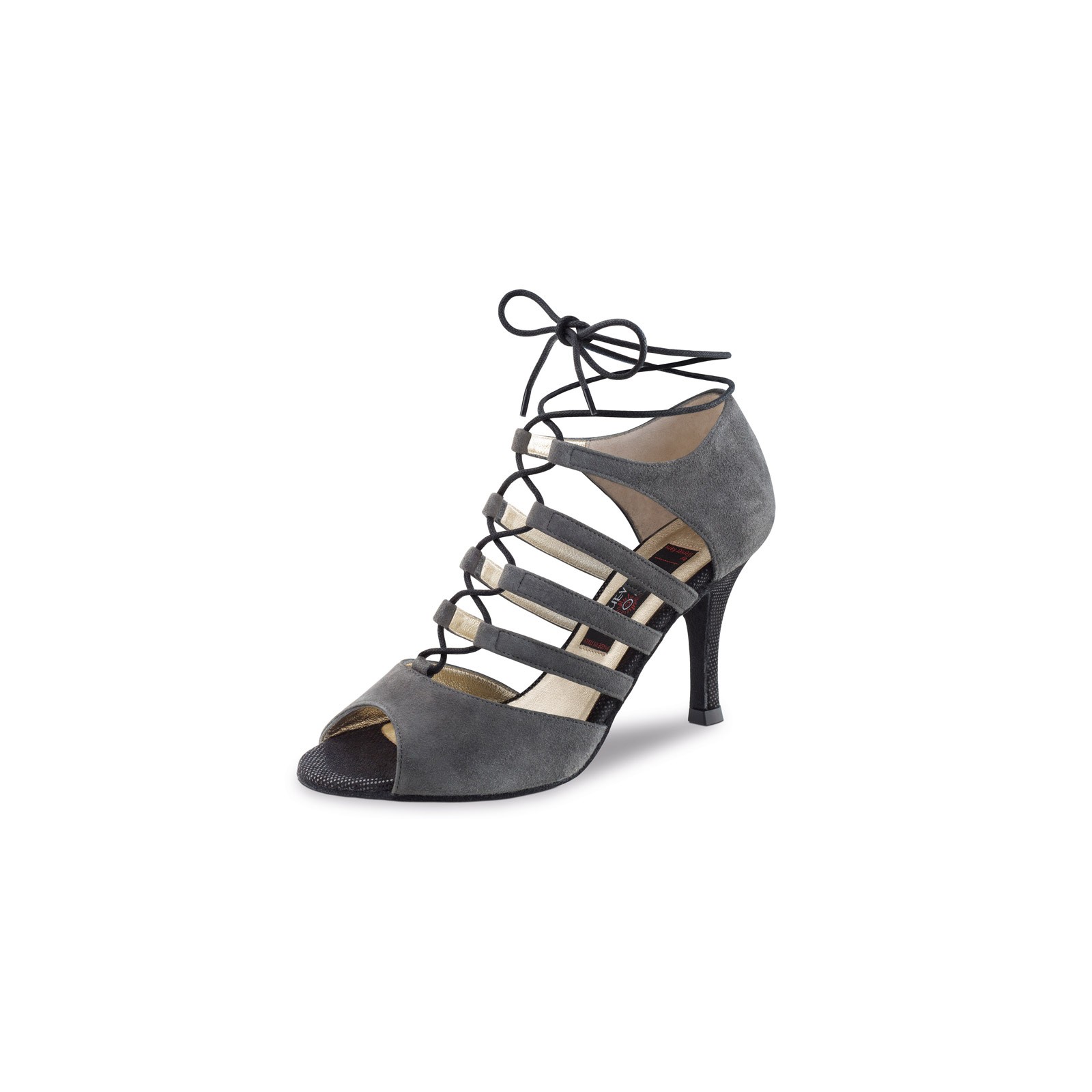 Nueva Epoca Chaussures de danse Tango/Salsa Alexia Cuir gris/noir 6 cm 