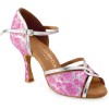 Chaussures de danse Rummos "Selma" cuir rose et argent