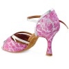 Chaussures de danse Rummos "Selma" cuir rose et argent