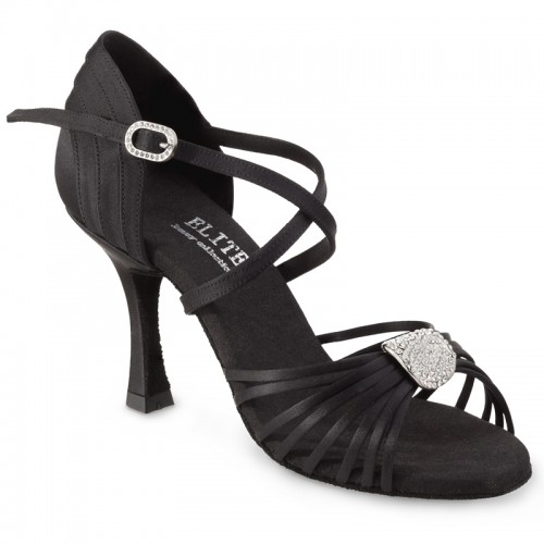 Chaussures de danse professionnelle Elite Rummos "Cristina" satinnoir et bijou strassé