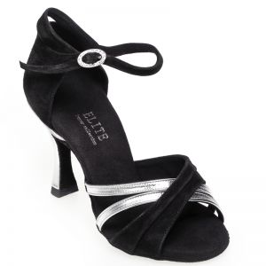 Chaussures de danse Rummos "Athena" daim noir et cuir argent