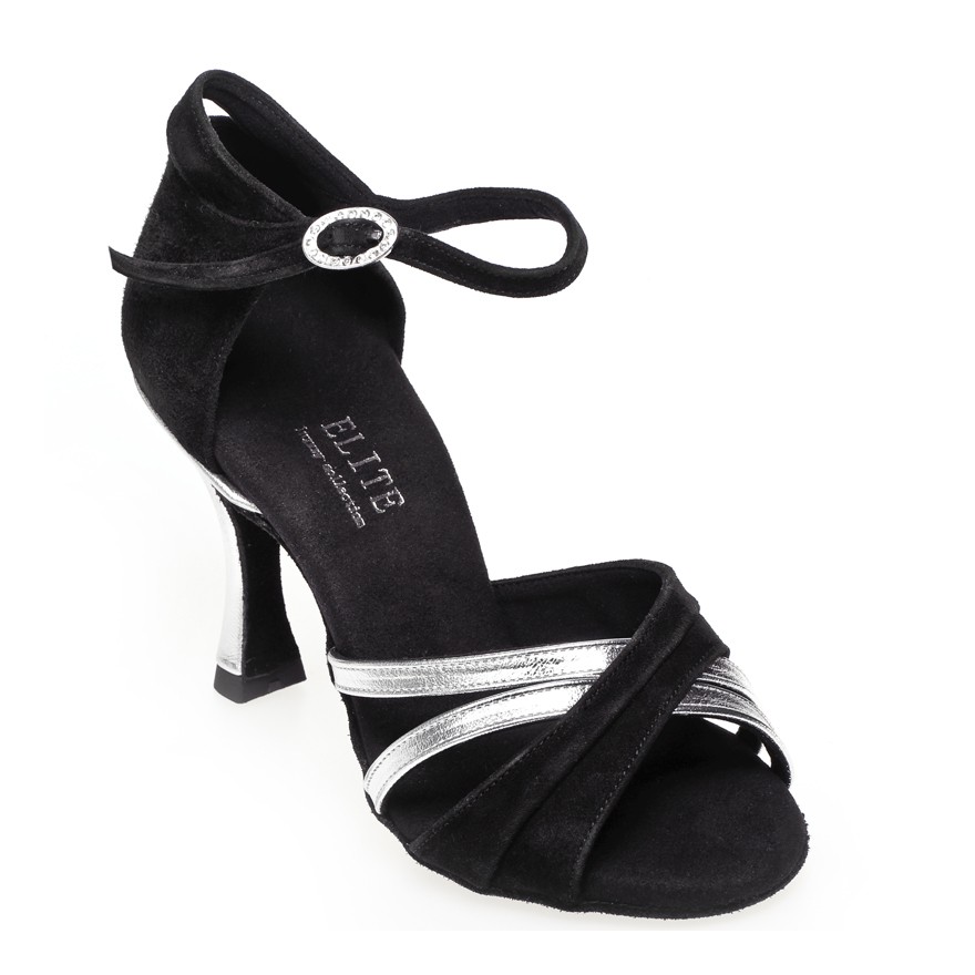 Chaussures de danse Rummos "Athena" daim noir et cuir argent