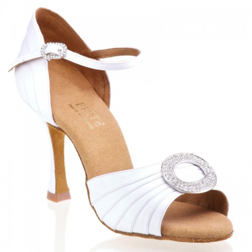 Chaussures de danse professionnelle Elite Rummos "Cassandra" satin blanc