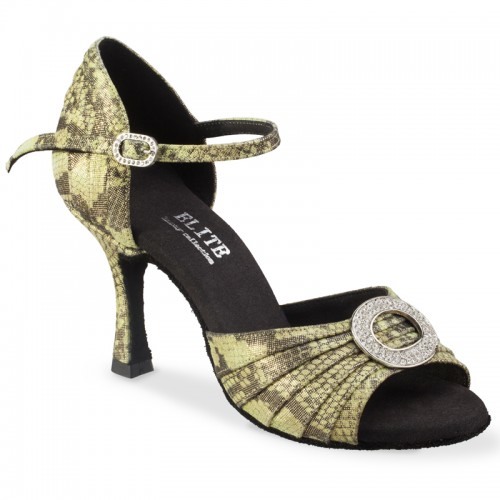 Chaussures de danse rpofessionnelle Elite Rummos "Cléopatra" cuir vert imitation peau de serpent