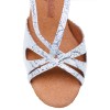 Chaussures de danse Rummos "Lana" cuir blanc argent fleuri