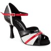 Chaussures de danse Rummos "Lorena" cuir noir blanc et rouge vernis