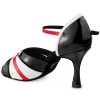 Chaussures de danse Rummos "Lorena" cuir noir blanc et rouge vernis