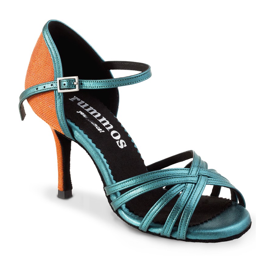 Chaussures de danse Rummos "Marylin" cuir bleu et orange