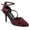 Chaussures de danse Rummos "Miriea" tissu brodé rouge et noir