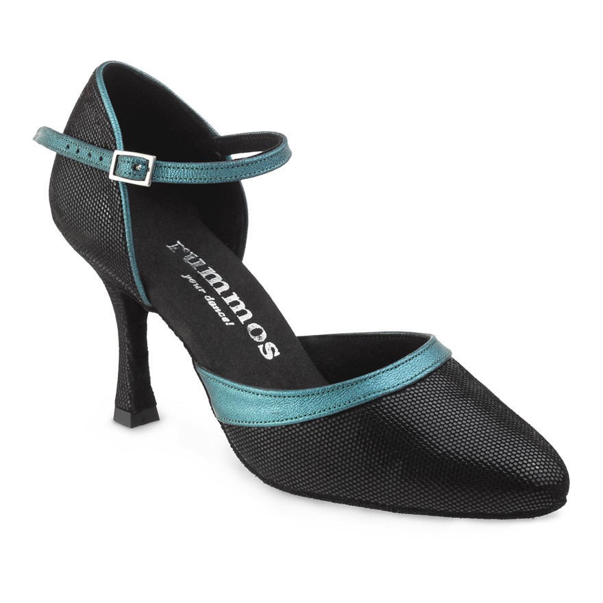 Chaussures de danse Rummos "Brenda" cuir noir et bleu