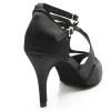 Chaussures de danse salsa Label Latin "Lara" satin noir et strass