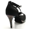 Chaussures de danse kizomba Label Latin "Ibiza" satin noir et strass