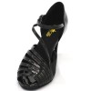 Chaussures de danse salsa Label Latin "Mandy" Satin noir et simili cuir noir