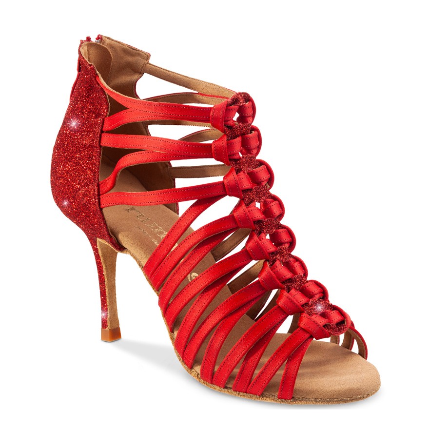 Chaussures de danse Rummos "Kenza" satin et glitter rouge