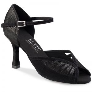Chaussures de danse Rummos "Stella" nubuck noir et cuir imitation peau de lézard