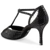 Chaussures de danse Rummos "Valentina" Cuir noir imitation peau de serpent et cuir argent