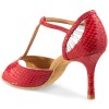 Chaussures de danse Rummos "Valentina" cuir rouge imlitation peau de serpent et cuir argent