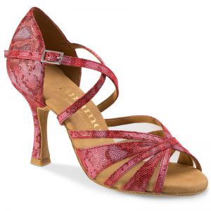 Chaussures de danse Rummos "Rina" cuir rouge imitation peau de lézard