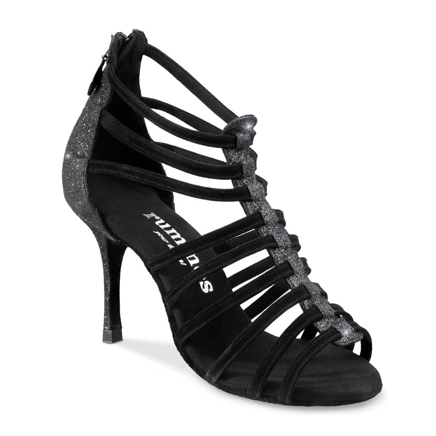 Chaussures de danse Rummos "Rica" nubuck et glitter noir