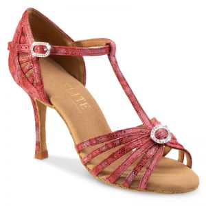 Chaussures de danse Professionnelles Elite Rummos "Karina" cuir rouge histrix imitation peau de lézard 