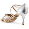 Chaussures de danse professionnelles Elite Rummos "Celine" cuir argent et strass