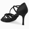 Chaussures de danse professionnelles Elite Rummos "Celine" satin noir et strass 