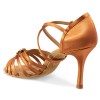 Chaussures de danse professionnelles Elite Rummos "Celine" satin tan et strass