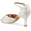 Chaussures de danse Rummos "Kamila" cuir blanc argenté fleuri