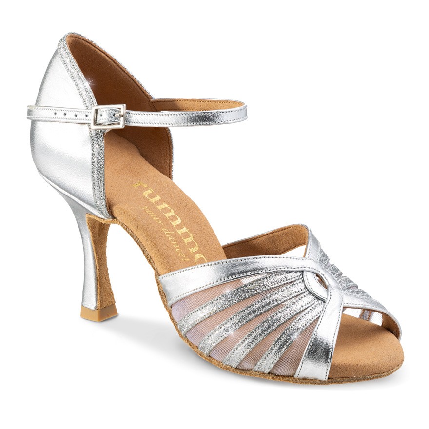 Chaussures de danse Rummos "Tatiana" cuir et glitter argent