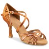 Chaussures de danse professionnelles Elite Rummos "Eris" satin tan et strass