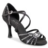 Chaussures de danseprofesssionnelle Elite Rummos "Eris" satin noir et strass