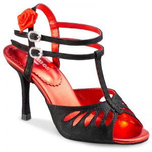 Chaussures de danse Rummos "Pasion" cuir noir imitation peau de lézard