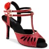 Chaussures de danse Rummos "Pasion" cuir rouge imitation peau de serpent