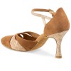 Chaussures de danse Rummos "Nora" nubuck marron camel et cuir beige imitation peau de serpent