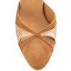 Chaussures de danse Rummos "Nora" nubuck marron camel et cuir beige imitation peau de serpent