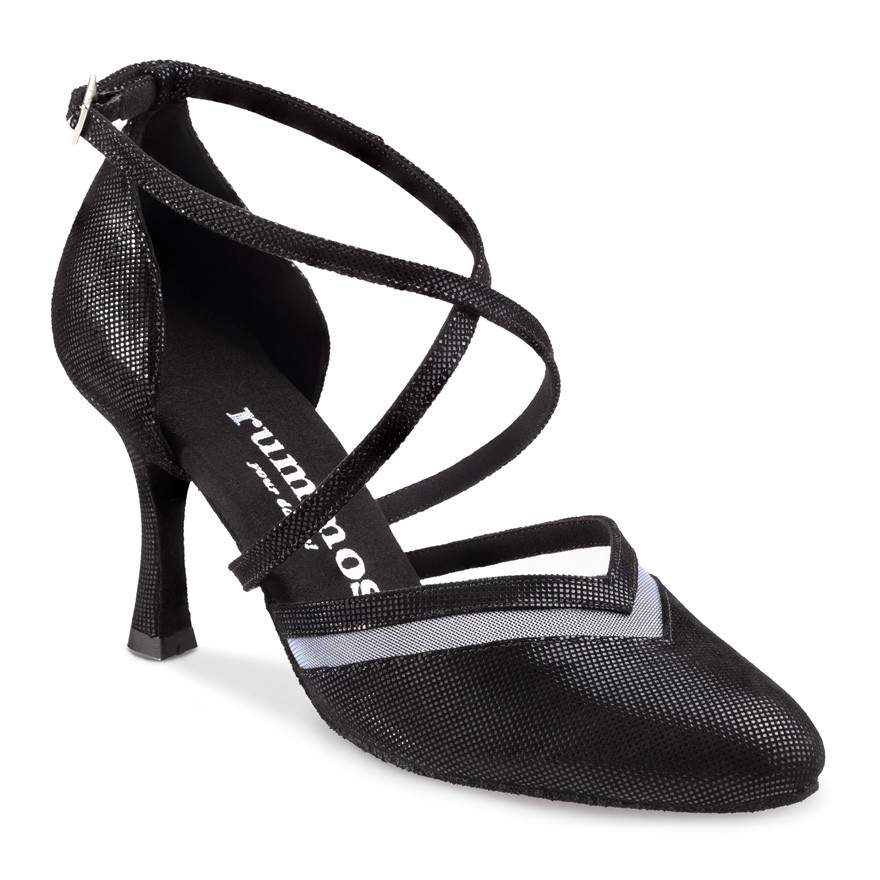 Chaussures de danse Rummos "Agata" cuir noir imitation peau de lézard