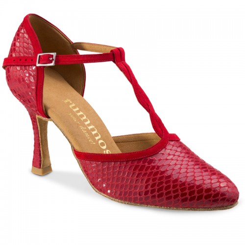 Chaussures de danse Rummos "Karen" cuir rouge imitation peau de serpent