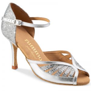 Chaussures de danse Rummos "Stella" cuir et glitter argent