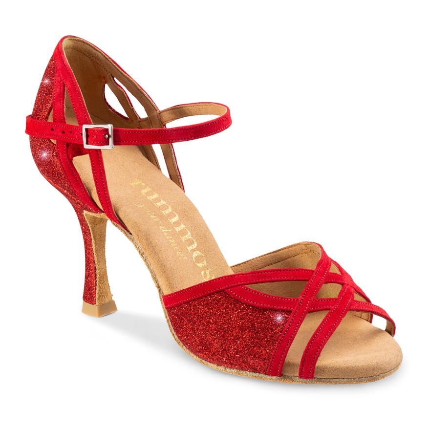Chaussures de danse Rummos "Claire" nubuck et glitter rouge