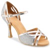 Chaussures de danse Rummos "Claire" cuir et glitter argent