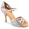 Chaussures de danse Rummos "Claire" cuir et glitter lux argent