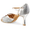 Chaussures de danse Rummos "Claire" cuir et glitter lux argent