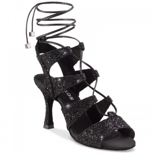 Chaussures de danse Rummos "Tina" cuir noir glitter