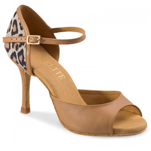 Chaussures de danse Rummos "Gabia" cuir beige et imprimé léopard