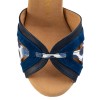 Chaussures de danse Rummos "Isabel" Cuir bleu marine, nubluc bleu et cuir blanc à pois bleu