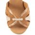 Chaussures de danse Rummos "Isabel" nubuck tan, cuir tan argenté et cuir beige imitation peau de serpent