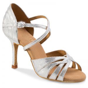 Chaussures de danse professionnel Elite Rummos "Paris" cuir argent imitiation peau de lezard