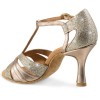 Chaussures de danse professionnel Elite Rummos "Martina" cuir or platine et glitter argent