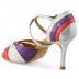Chaussures de danse professionnel Eilte Rummos "Paloma" cuir glitter rouge, argent et violet